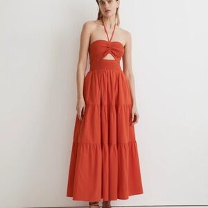 Madewell Modular Halter Midi Dress in Bright Poppy 
Size Small NWOT